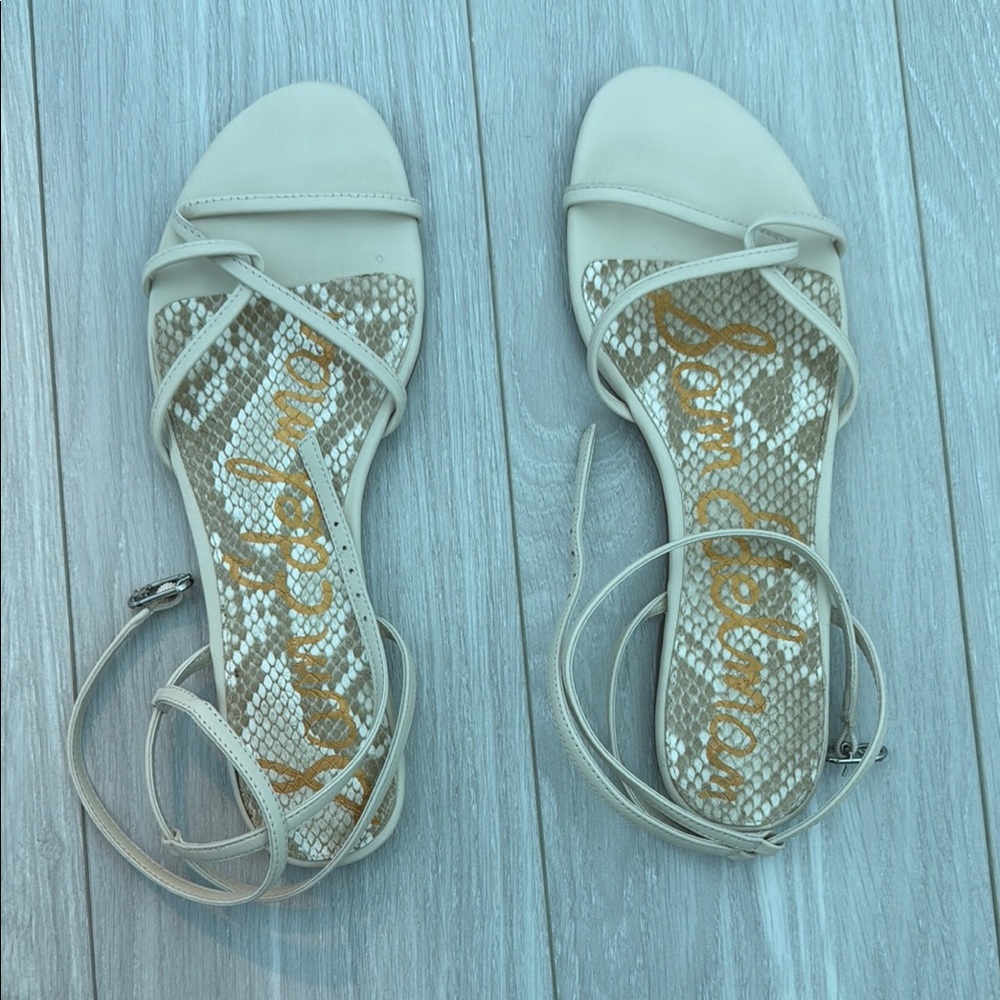 Sam Edelman Cream Lace Cutout Sandals